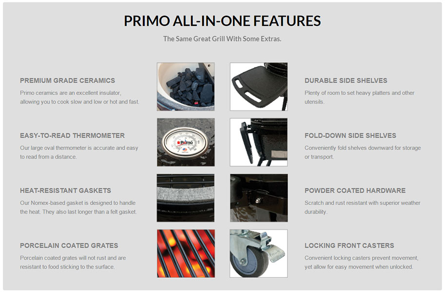 Primo All in One Barbecue Features Primo Barbeque